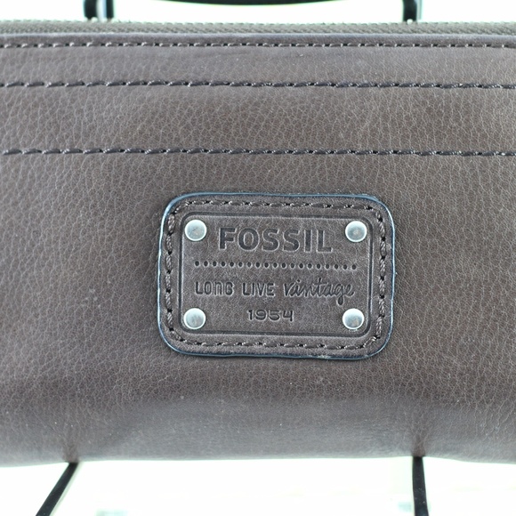 Fossil Brown Leather Wallet Vintage - Picture 2 of 13
